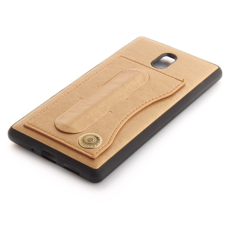 For Nokia 3 Litchi Texture TPU + Leather Pasted Protective Back Case with Holder & Card Slot