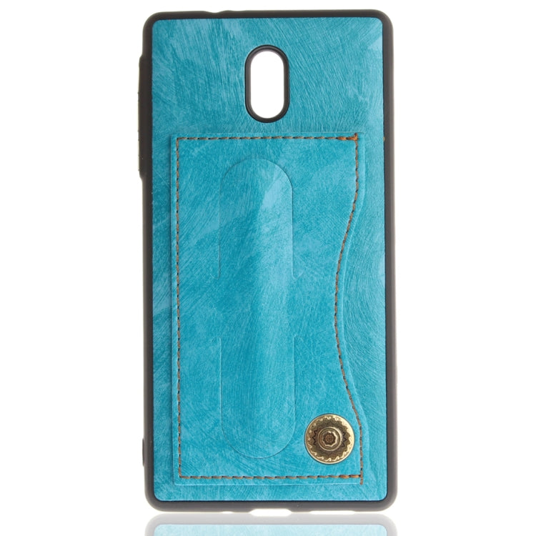 For Nokia 3 Litchi Texture TPU + Leather Pasted Protective Back Case with Holder & Card Slot