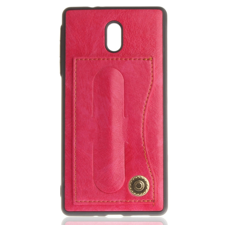 For Nokia 3 Litchi Texture TPU + Leather Pasted Protective Back Case with Holder & Card Slot