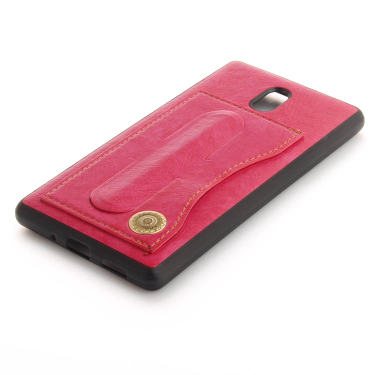 For Nokia 3 Litchi Texture TPU + Leather Pasted Protective Back Case with Holder & Card Slot