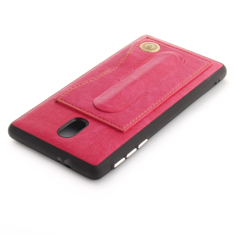 For Nokia 3 Litchi Texture TPU + Leather Pasted Protective Back Case with Holder & Card Slot