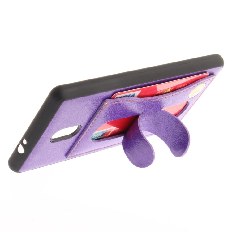 For Nokia 3 Litchi Texture TPU + Leather Pasted Protective Back Case with Holder & Card Slot