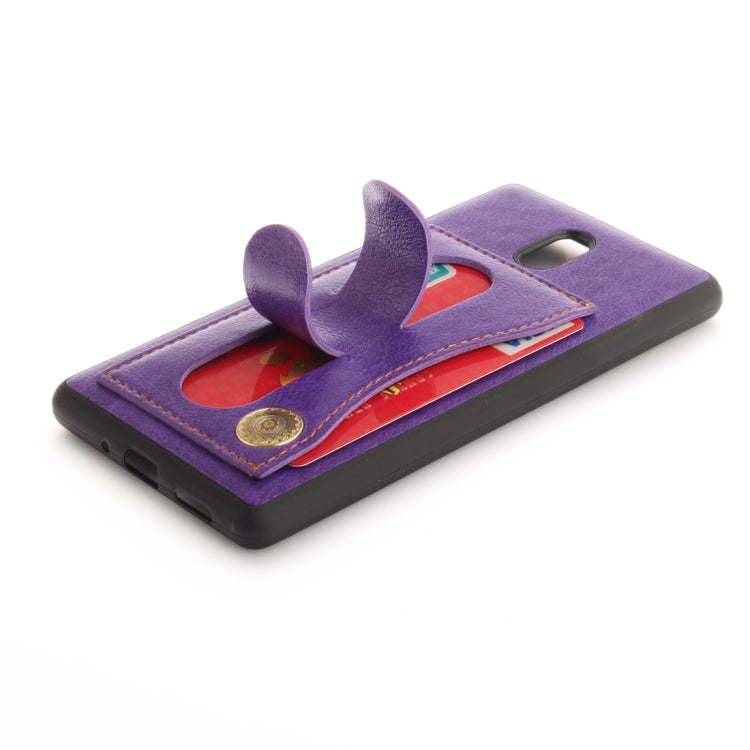 For Nokia 3 Litchi Texture TPU + Leather Pasted Protective Back Case with Holder & Card Slot