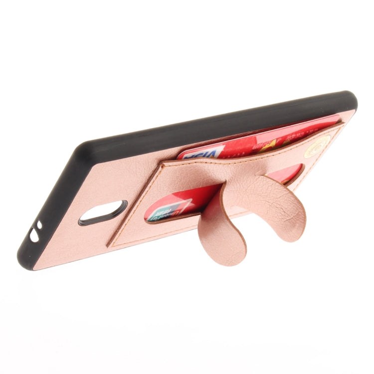 For Nokia 3 Litchi Texture TPU + Leather Pasted Protective Back Case with Holder & Card Slot