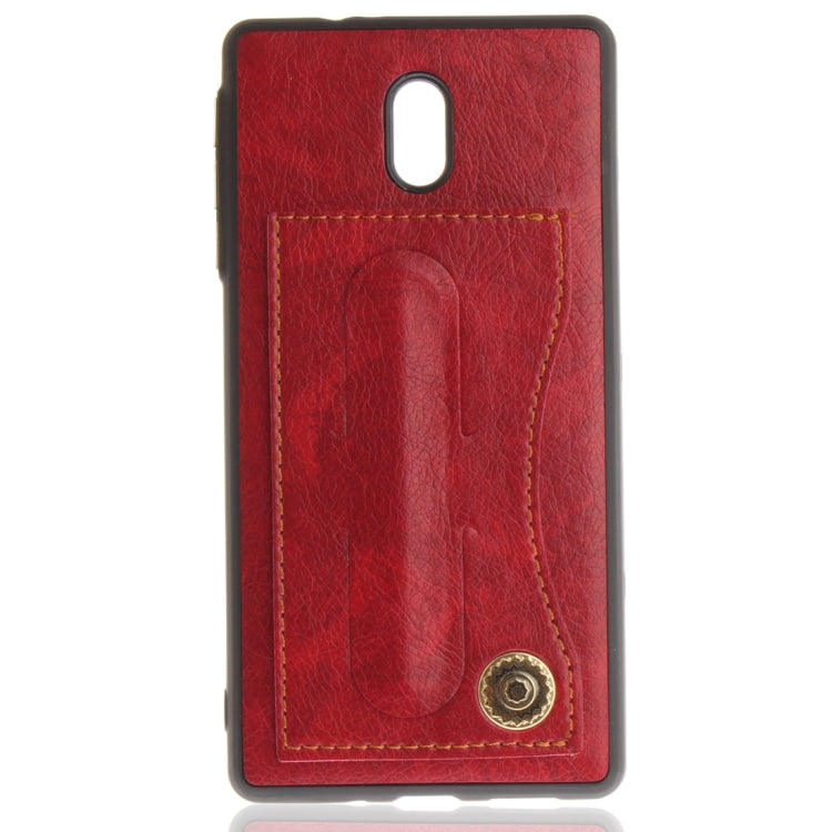 For Nokia 3 Litchi Texture TPU + Leather Pasted Protective Back Case with Holder & Card Slot
