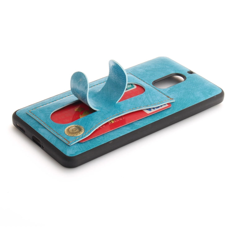 For Nokia 6 Litchi Texture TPU + Leather Pasted Protective Back Case with Holder & Card Slot