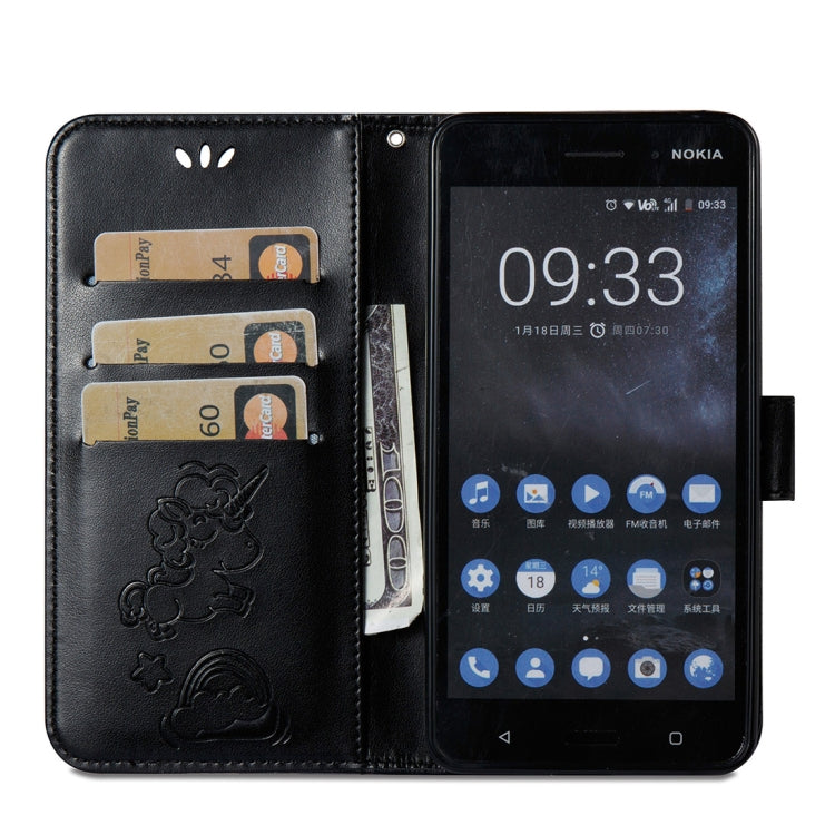 For Nokia 6/N6 Embossed Horse Cloud Print Horizontal Flip Leather Case with Holder & Card Slots & Wallet & Lanyard