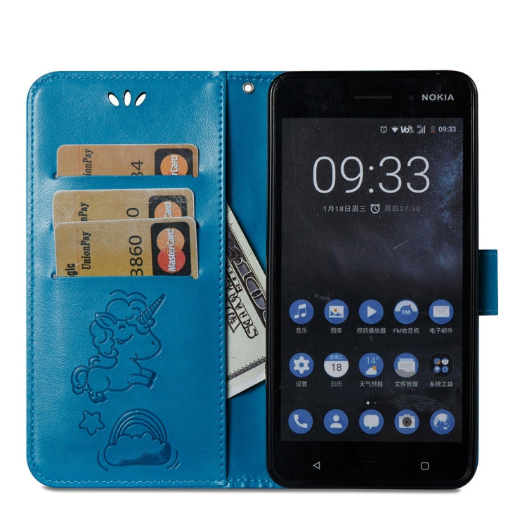 For Nokia 6/N6 Embossed Horse Cloud Print Horizontal Flip Leather Case with Holder & Card Slots & Wallet & Lanyard