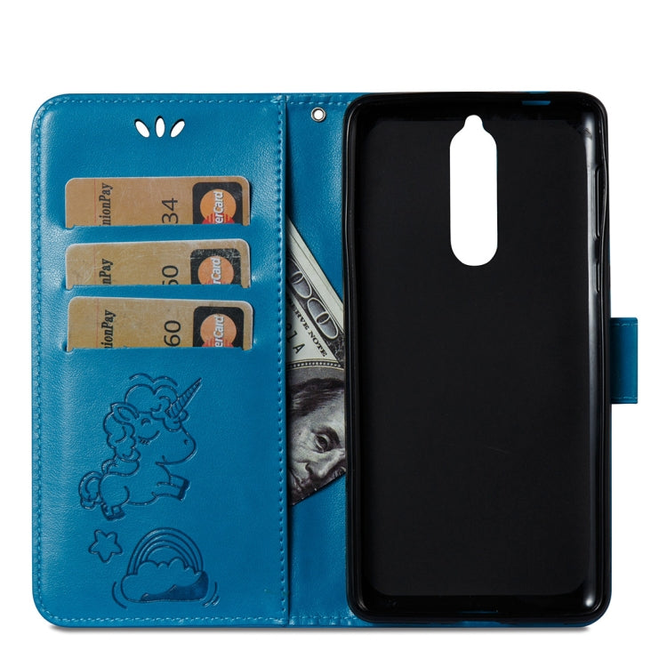 For Nokia N8 Pressed Horse Cloud Print Horizontal Flip Leather Case with Holder & Card Slots & Wallet & Lanyard
