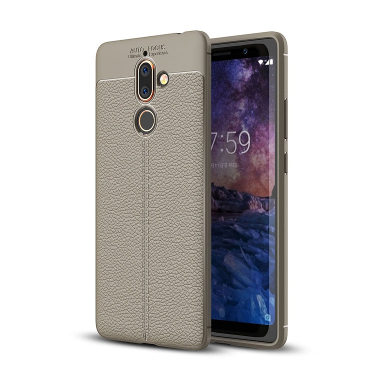 For Nokia 7 Plus Litchi Texture Soft TPU Protective Back Cover Case