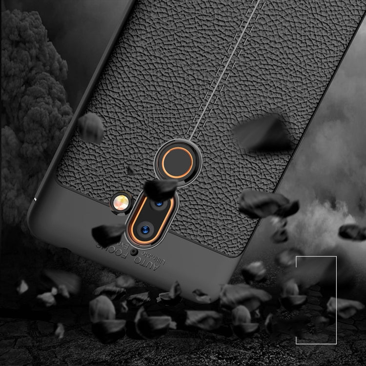 For Nokia 7 Plus Litchi Texture Soft TPU Protective Back Cover Case