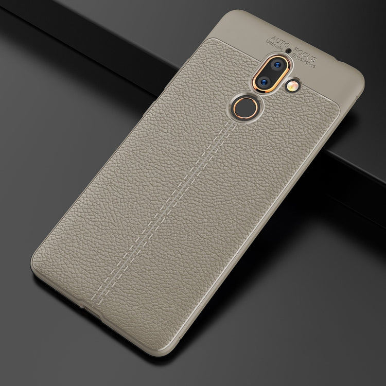 For Nokia 7 Plus Litchi Texture Soft TPU Protective Back Cover Case
