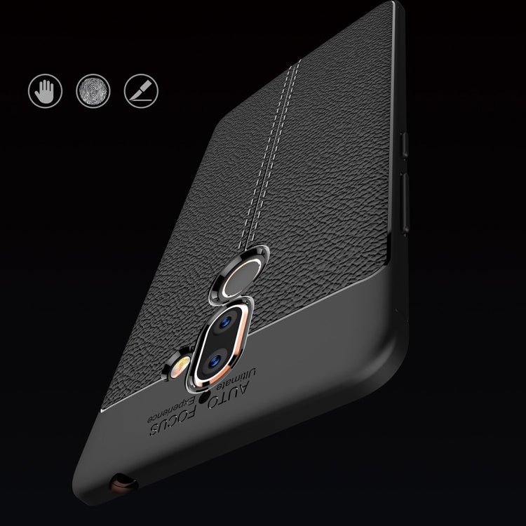 For Nokia 7 Plus Litchi Texture Soft TPU Protective Back Cover Case