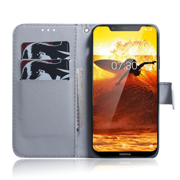 Apricot Flower Pattern Coloured Drawing Horizontal Flip Leather Case for Nokia 8.1 / X7, with Holder & Card Slots & Wallet