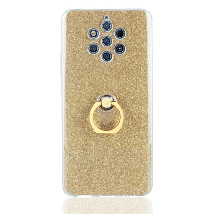 Glittery Powder Shockproof TPU Protective Case for Nokia 9, with 360 Degree Rotation Ring Holder