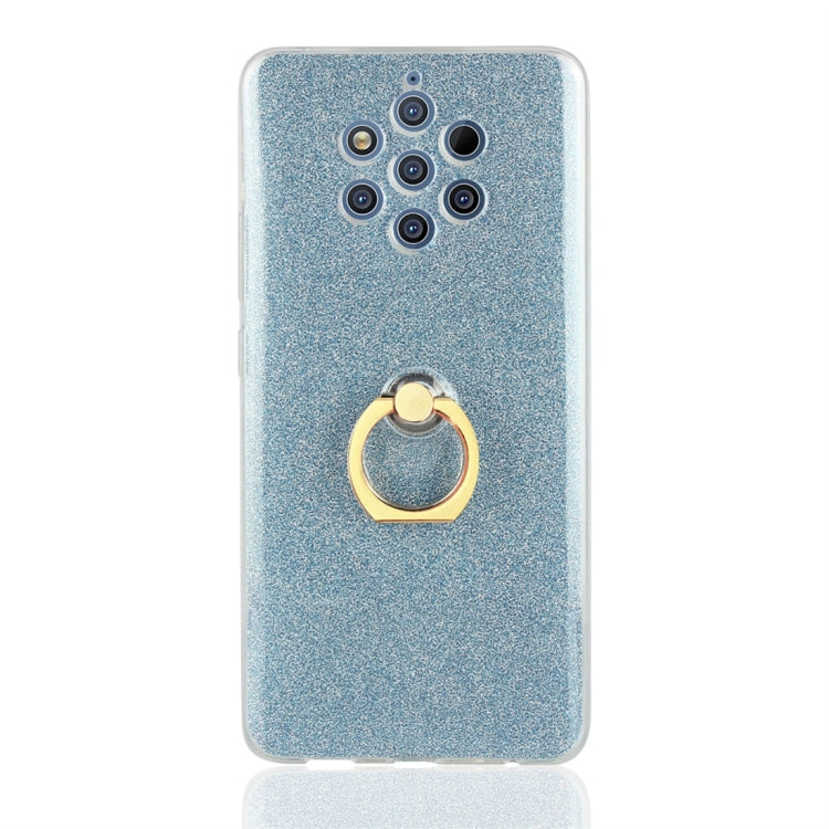 Glittery Powder Shockproof TPU Protective Case for Nokia 9, with 360 Degree Rotation Ring Holder