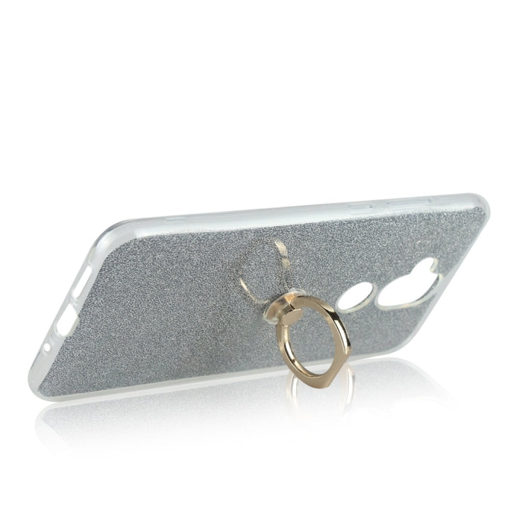 Glittery Powder Shockproof TPU Protective Case for Nokia X7, with 360 Degree Rotation Ring Holder