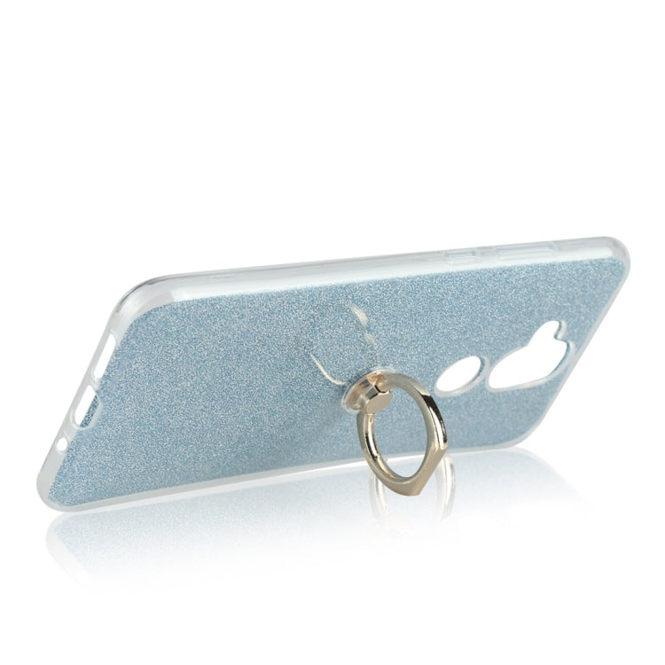 Glittery Powder Shockproof TPU Protective Case for Nokia X7, with 360 Degree Rotation Ring Holder