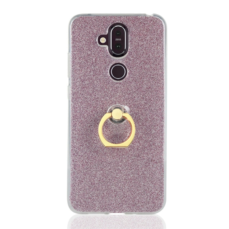 Glittery Powder Shockproof TPU Protective Case for Nokia X7, with 360 Degree Rotation Ring Holder