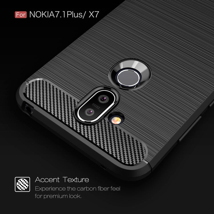 Brushed Texture Carbon Fiber TPU Case for Nokia 7.1 Plus / X7