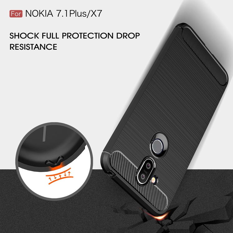 Brushed Texture Carbon Fiber TPU Case for Nokia 7.1 Plus / X7