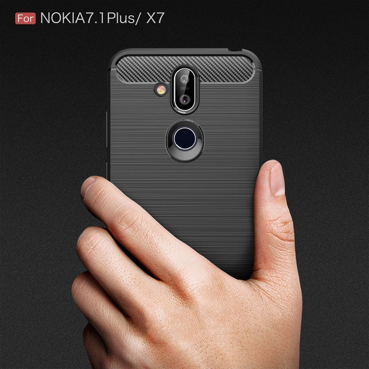 Brushed Texture Carbon Fiber TPU Case for Nokia 7.1 Plus / X7