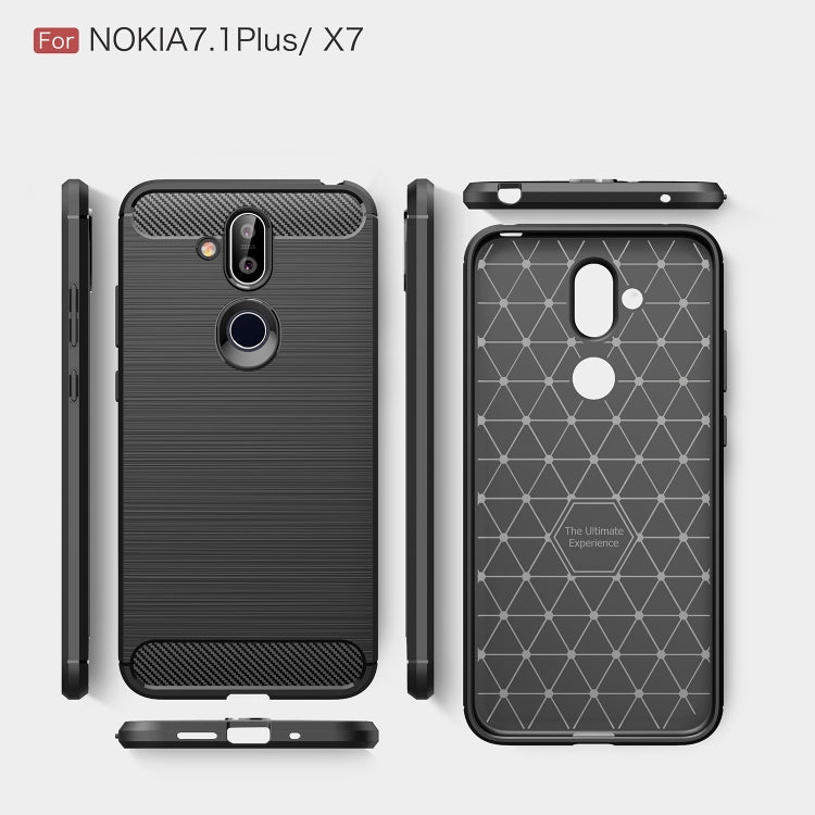 Brushed Texture Carbon Fiber TPU Case for Nokia 7.1 Plus / X7