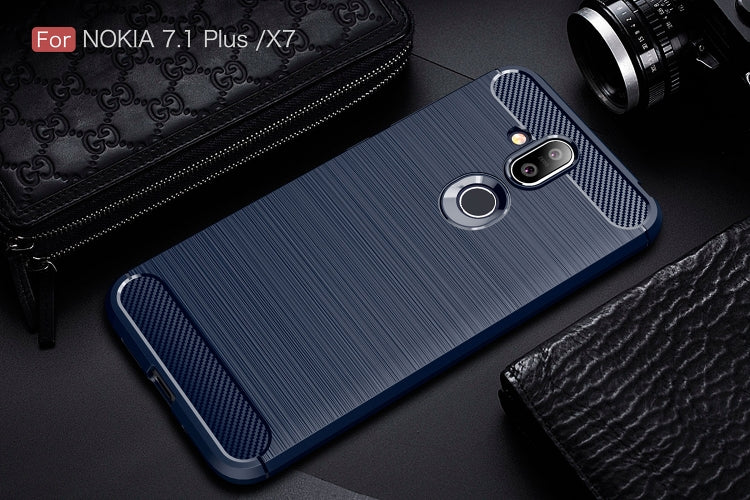 Brushed Texture Carbon Fiber TPU Case for Nokia 7.1 Plus / X7