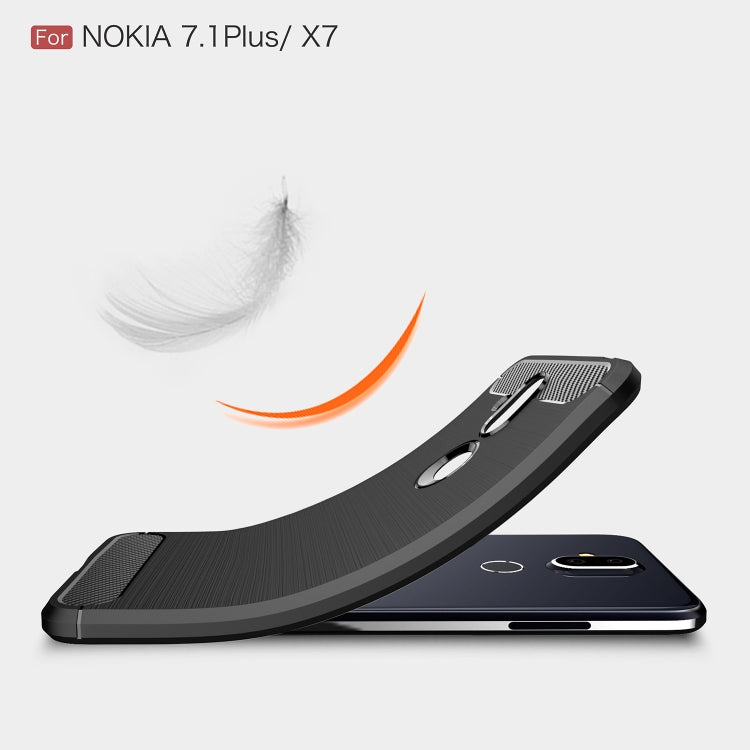 Brushed Texture Carbon Fiber TPU Case for Nokia 7.1 Plus / X7