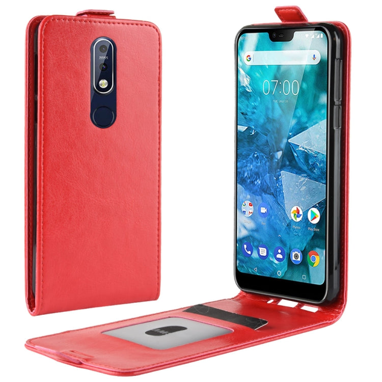 R64 Texture Single Fold Vertical Flip Leather Case for Nokia 7.1, with Card Slots & Wallet