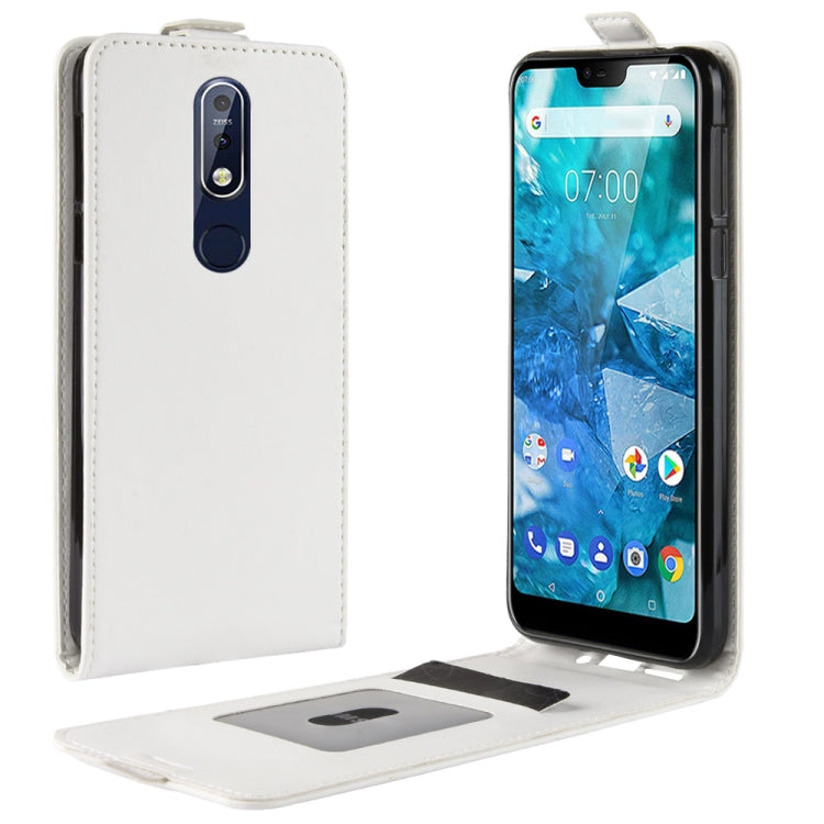 R64 Texture Single Fold Vertical Flip Leather Case for Nokia 7.1, with Card Slots & Wallet