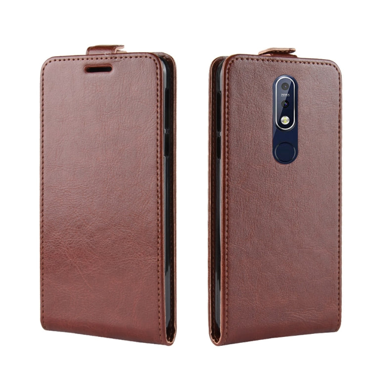R64 Texture Single Fold Vertical Flip Leather Case for Nokia 7.1, with Card Slots & Wallet
