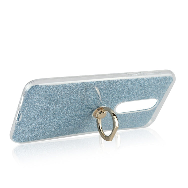 Glittery Powder Shockproof TPU Protective Case for Nokia 7.1, with 360 Degree Rotation Ring Holder