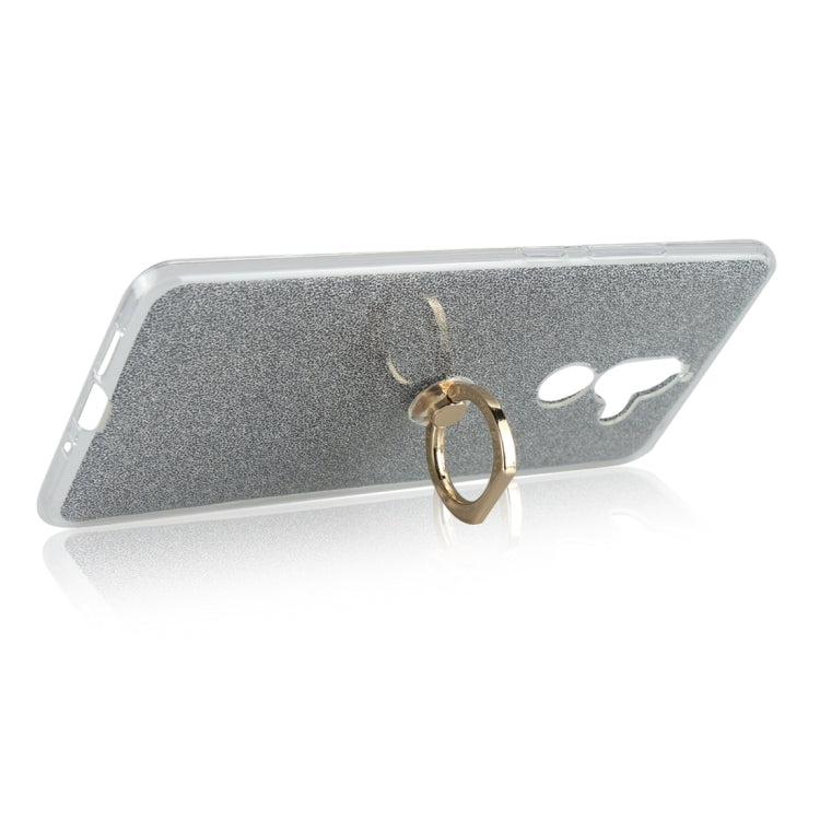 Glittery Powder Shockproof TPU Protective Case for Nokia 7 Plus, with 360 Degree Rotation Ring Holder