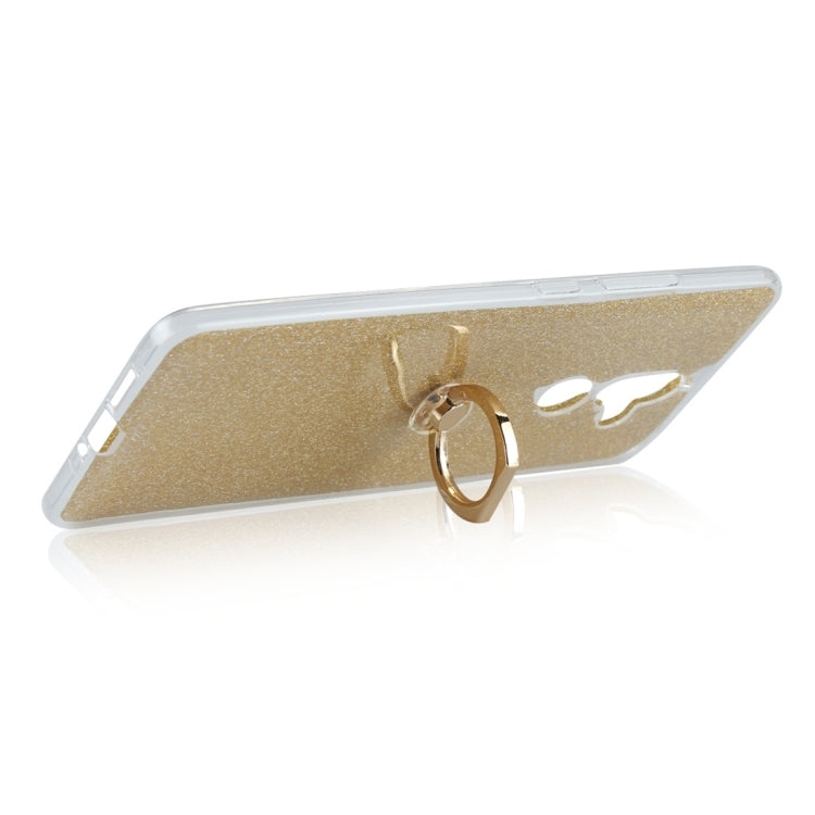 Glittery Powder Shockproof TPU Protective Case for Nokia 7 Plus, with 360 Degree Rotation Ring Holder