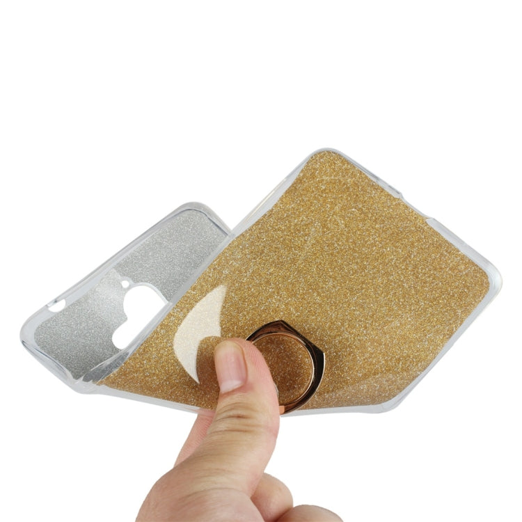 Glittery Powder Shockproof TPU Protective Case for Nokia 7 Plus, with 360 Degree Rotation Ring Holder