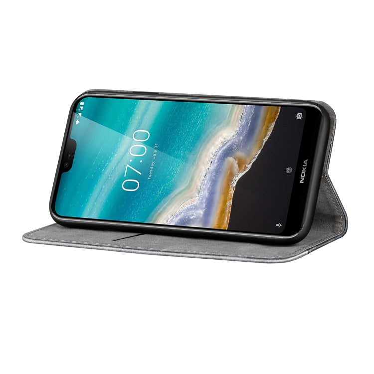 Business Solid Color Stitching Horizontal Flip Leather Case for Nokia 7.1, with Holder & Card Slots & Wallet & Lanyard