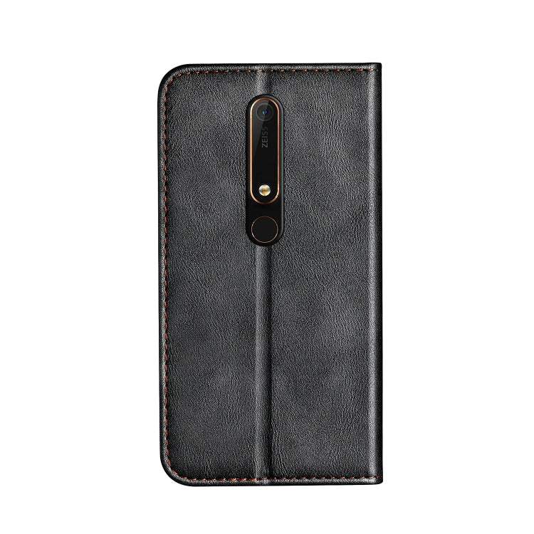 Business Solid Color Stitching Horizontal Flip Leather Case for Nokia 6 (2018), with Holder & Card Slots & Wallet & Lanyard