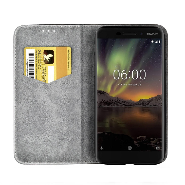 Business Solid Color Stitching Horizontal Flip Leather Case for Nokia 6 (2018), with Holder & Card Slots & Wallet & Lanyard