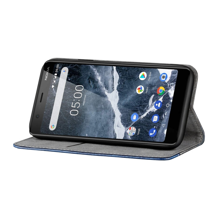 Business Solid Color Stitching Horizontal Flip Leather Case for Nokia 5.1, with Holder & Card Slots & Wallet & Lanyard