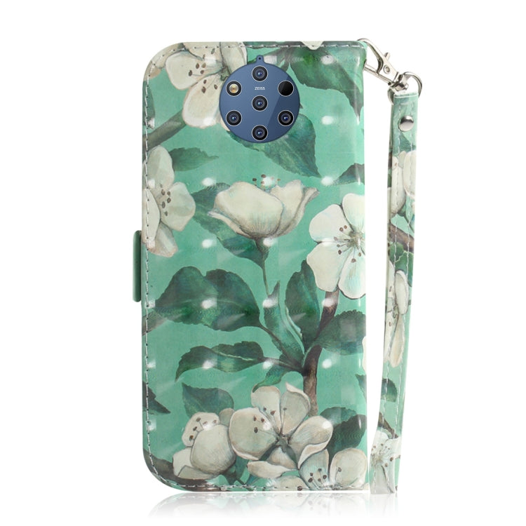 3D Colored Drawing Watercolor Flower Pattern Horizontal Flip Leather Case for Nokia 9, with Holder & Card Slots & Wallet