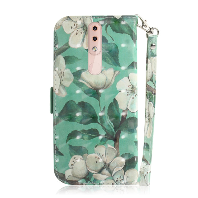 3D Colored Drawing Watercolor Flower Pattern Horizontal Flip Leather Case for Nokia 4.2, with Holder & Card Slots & Wallet