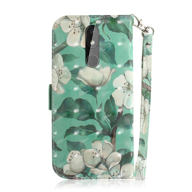 3D Colored Drawing Watercolor Flower Pattern Horizontal Flip Leather Case for Nokia 3.2, with Holder & Card Slots & Wallet