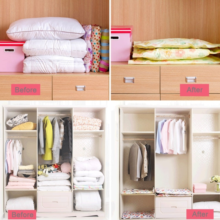 Flower Pattern Compressed Organizer Vacuum Bags, Size: 60*80cm