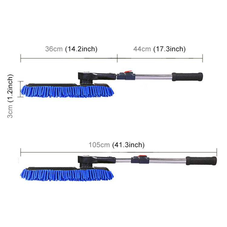 Car Adjustable Telescopic Cleaning Wiping Soft Silk Mop Wash Brush Tool, After Stretching: about 105cm, Before Stretching: about 80cm(Blue)