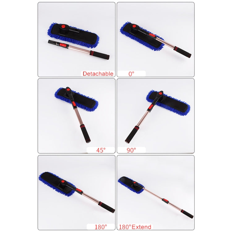 Car Adjustable Telescopic Cleaning Wiping Soft Silk Mop Wash Brush Tool, After Stretching: about 105cm, Before Stretching: about 80cm(Blue)