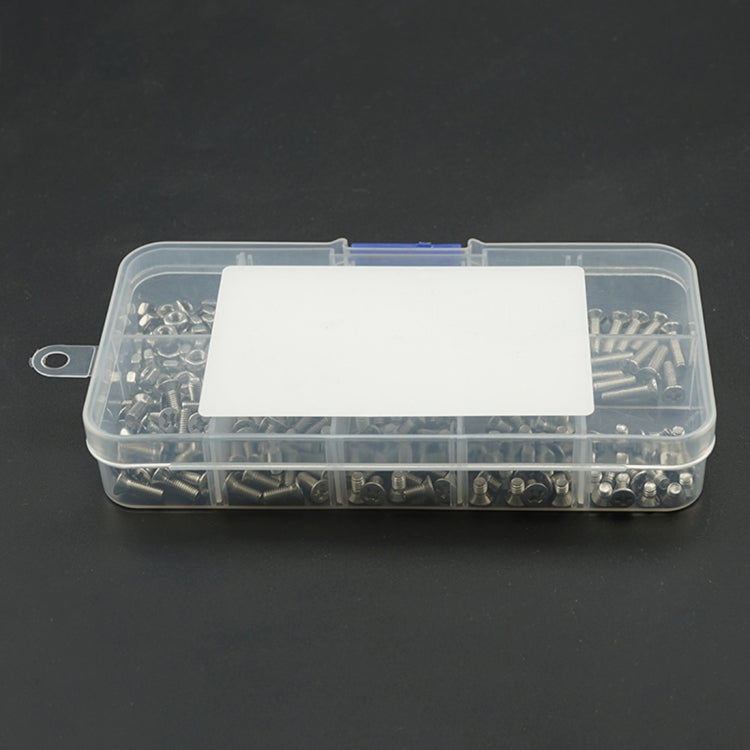 300 PCS M3 Stainless Steel 304 Cross Countersunk Head Screw Nut Flat Mat Spring Lock Washers Combination Set
