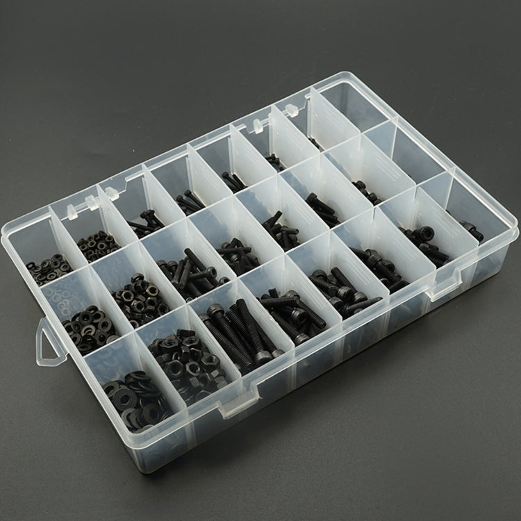 1080 PCS M2 / M3 / M4 Stainless Steel Cup Head Hex Socket Screws Nut Flat Mat Combination Set(Black)