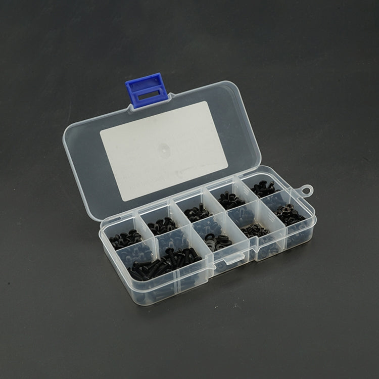 300 PCS M3 / M4 / M5 / M6 / M8 / M10 / M12 Hexagon Socket Button Head Screws Nut Flat Mat Combination Set(Black)