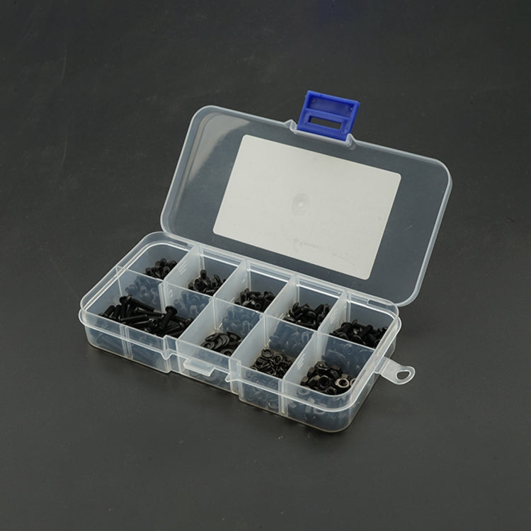 300 PCS M3 / M4 / M5 / M6 / M8 / M10 / M12 Hexagon Socket Button Head Screws Nut Flat Mat Combination Set(Black)